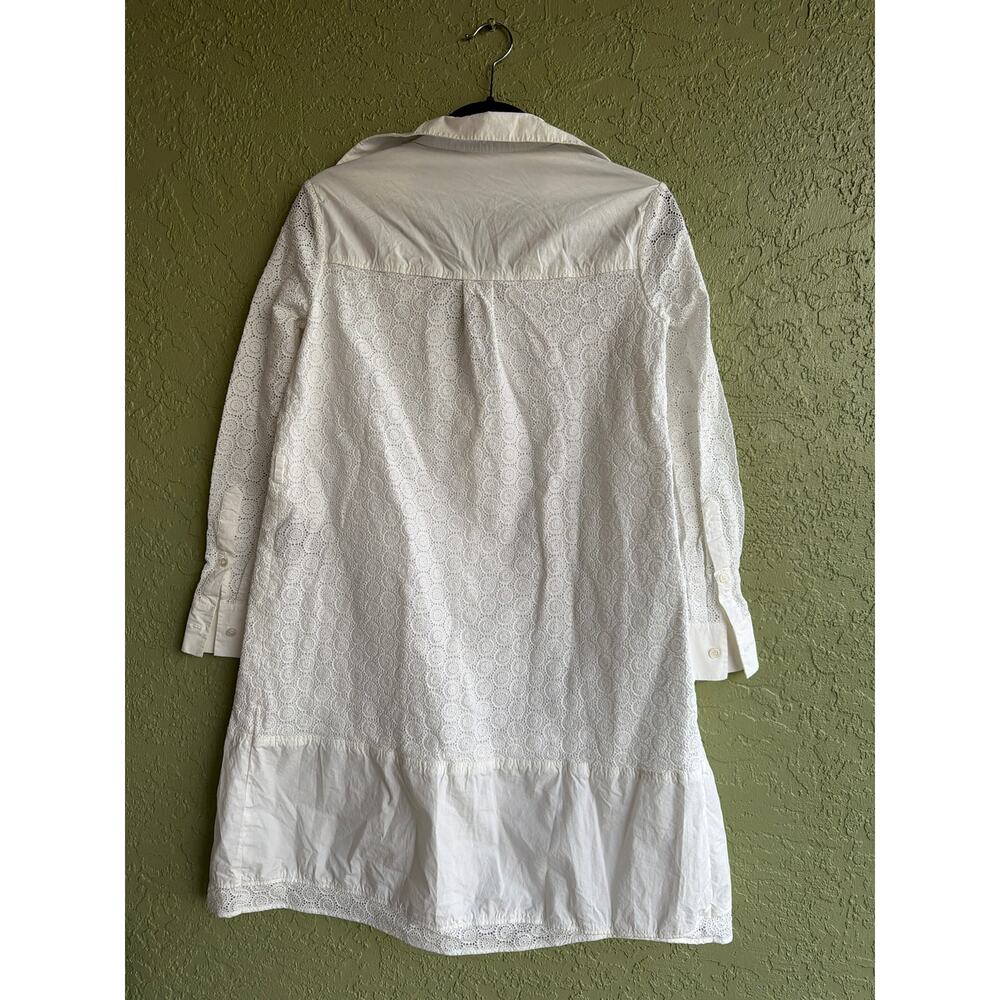Salvatore Ferragamo Lace White Cotton Shift Dress Ruffle Popover Women's Small - Picture 3 of 6